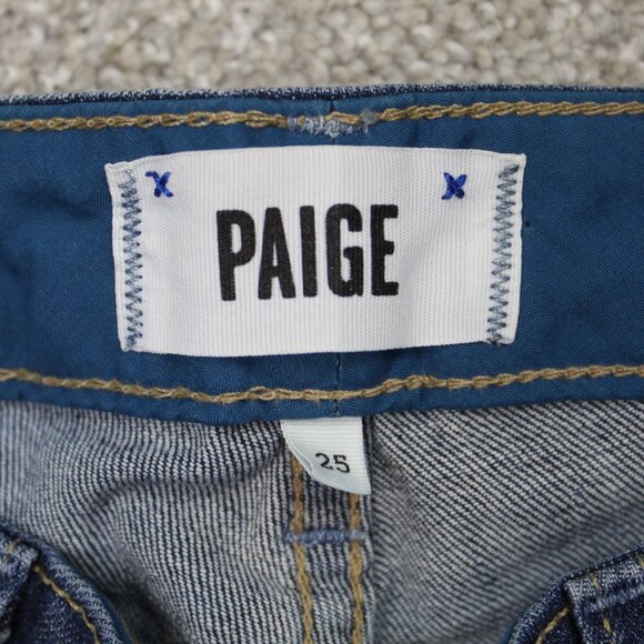PAIGE Jimmy Jimmy Skinny Jeans Womens 25 Blue Distressed Capris w/ 22" inseam - Picture 9 of 11